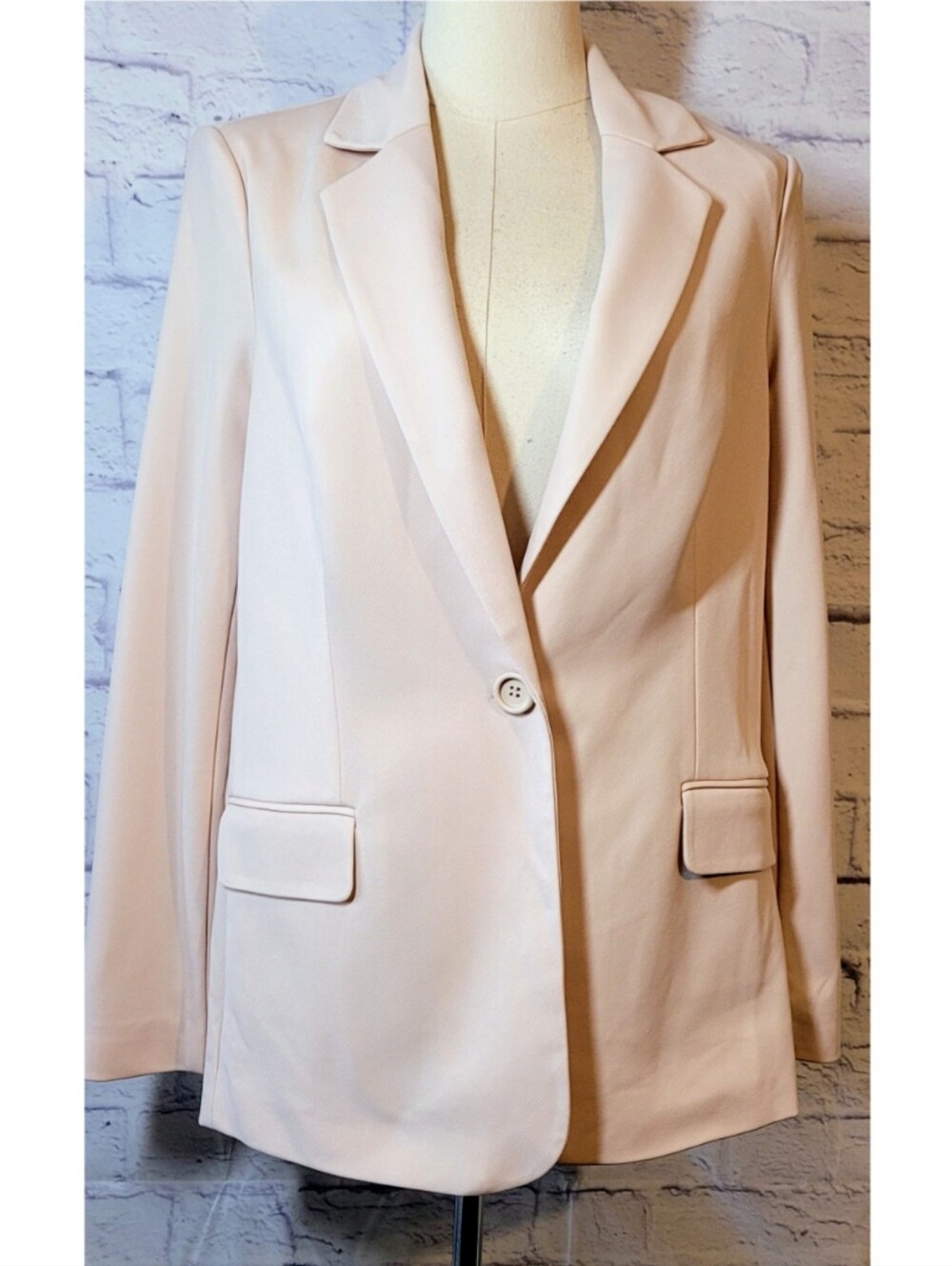 Adrianna Papell Champagne Blush Blazer Structured Boyfriend Fit Size S Business